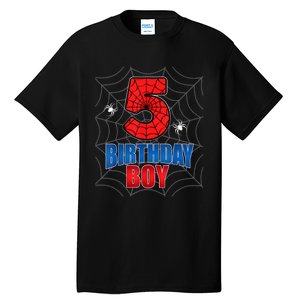 Spider Web Five 5 Years Old 5th Birthday Boy Party Tall T-Shirt