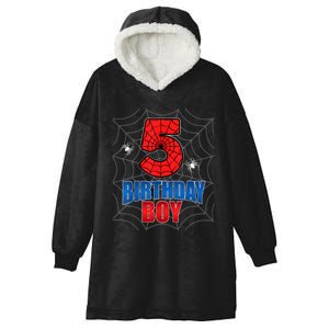 Spider Web Five 5 Years Old 5th Birthday Boy Party Hooded Wearable Blanket