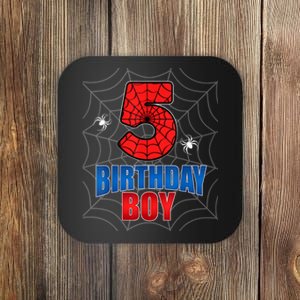 Spider Web Five 5 Years Old 5th Birthday Boy Party Coaster