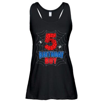 Spider Web Five 5 Years Old 5th Birthday Boy Party Ladies Essential Flowy Tank