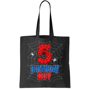 Spider Web Five 5 Years Old 5th Birthday Boy Party Tote Bag