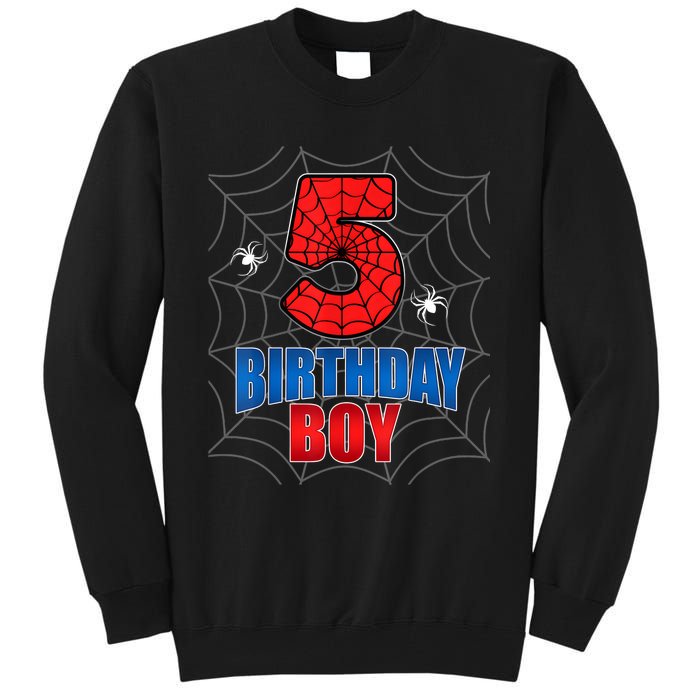 Spider Web Five 5 Years Old 5th Birthday Boy Party Tall Sweatshirt