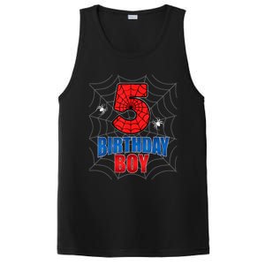 Spider Web Five 5 Years Old 5th Birthday Boy Party PosiCharge Competitor Tank