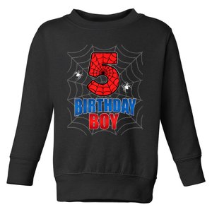 Spider Web Five 5 Years Old 5th Birthday Boy Party Toddler Sweatshirt