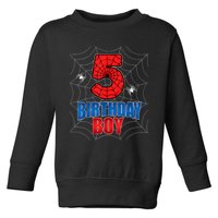 Spider Web Five 5 Years Old 5th Birthday Boy Party Toddler Sweatshirt