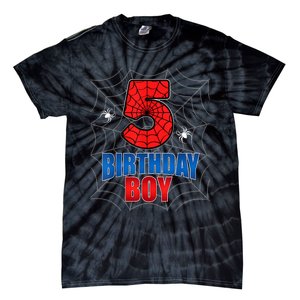 Spider Web Five 5 Years Old 5th Birthday Boy Party Tie-Dye T-Shirt