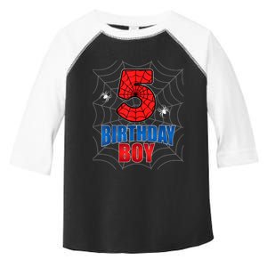 Spider Web Five 5 Years Old 5th Birthday Boy Party Toddler Fine Jersey T-Shirt