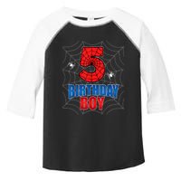 Spider Web Five 5 Years Old 5th Birthday Boy Party Toddler Fine Jersey T-Shirt