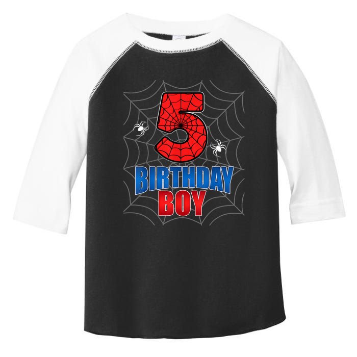 Spider Web Five 5 Years Old 5th Birthday Boy Party Toddler Fine Jersey T-Shirt