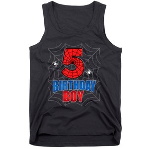 Spider Web Five 5 Years Old 5th Birthday Boy Party Tank Top