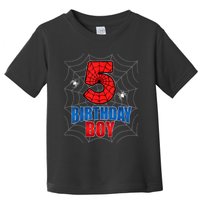 Spider Web Five 5 Years Old 5th Birthday Boy Party Toddler T-Shirt