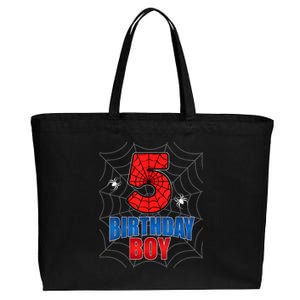 Spider Web Five 5 Years Old 5th Birthday Boy Party Cotton Canvas Jumbo Tote