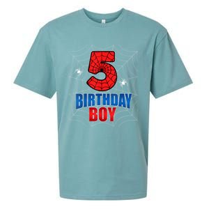 Spider Web Five 5 Years Old 5th Birthday Boy Party Sueded Cloud Jersey T-Shirt