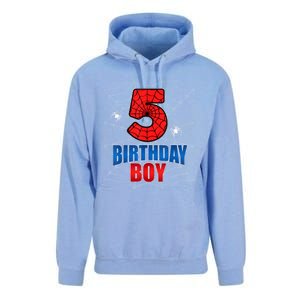 Spider Web Five 5 Years Old 5th Birthday Boy Party Unisex Surf Hoodie