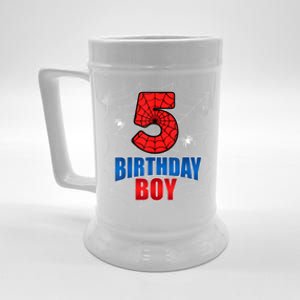 Spider Web Five 5 Years Old 5th Birthday Boy Party Beer Stein