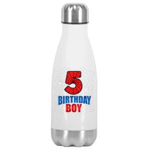 Spider Web Five 5 Years Old 5th Birthday Boy Party Stainless Steel Insulated Water Bottle