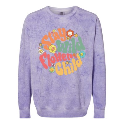 Stay Wild Flower Child Flower Retro Natural Boho Hippie Colorblast Crewneck Sweatshirt