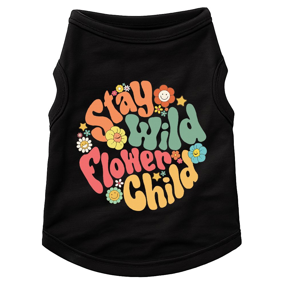 Stay Wild Flower Child Flower Retro Natural Boho Hippie Doggie Tank
