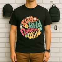 Stay Wild Flower Child Flower Retro Natural Boho Hippie T-Shirt