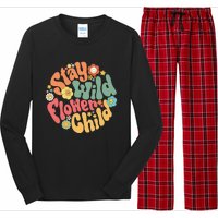 Stay Wild Flower Child Flower Retro Natural Boho Hippie Long Sleeve Pajama Set