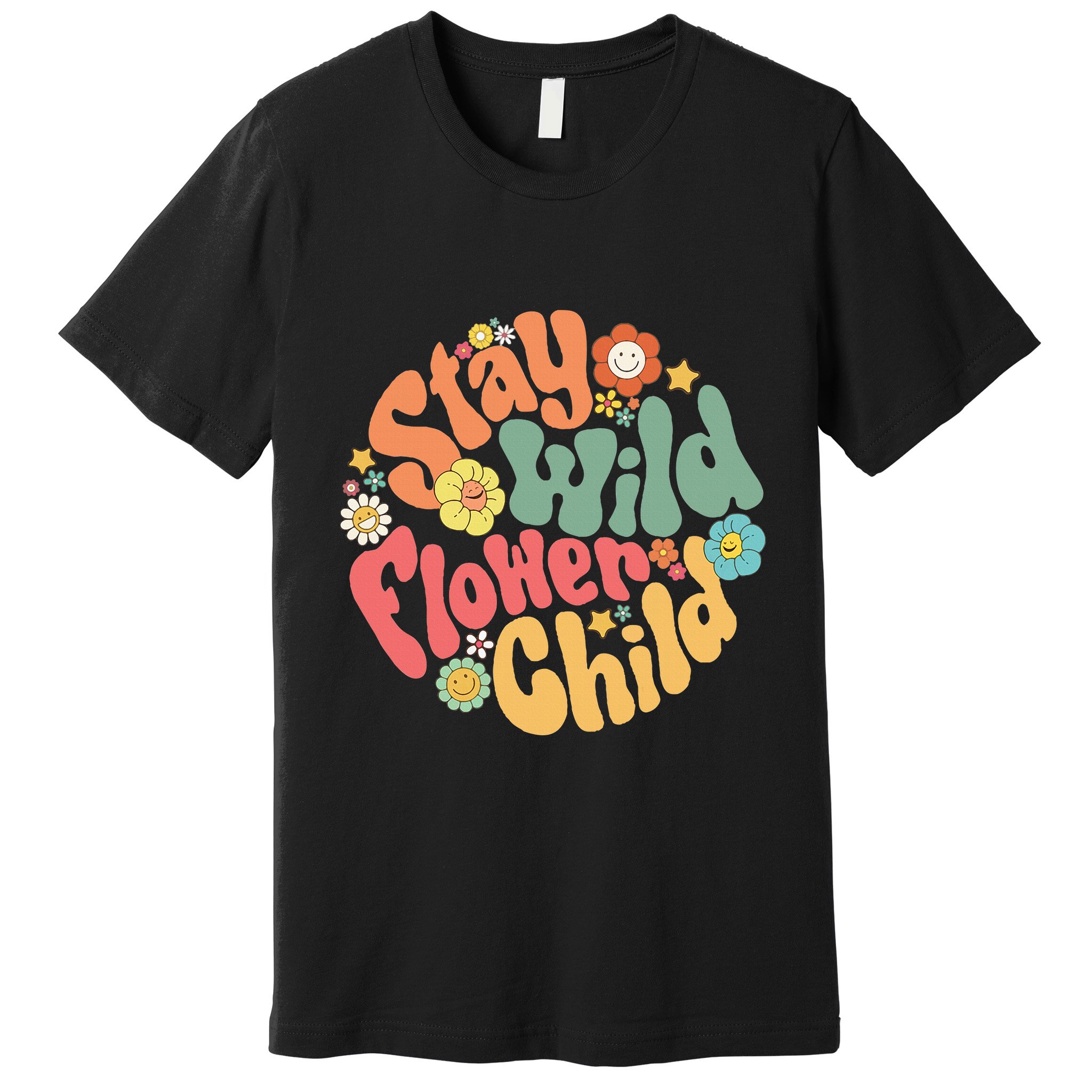 Stay Wild Flower Child Flower Retro Natural Boho Hippie Premium T-Shirt