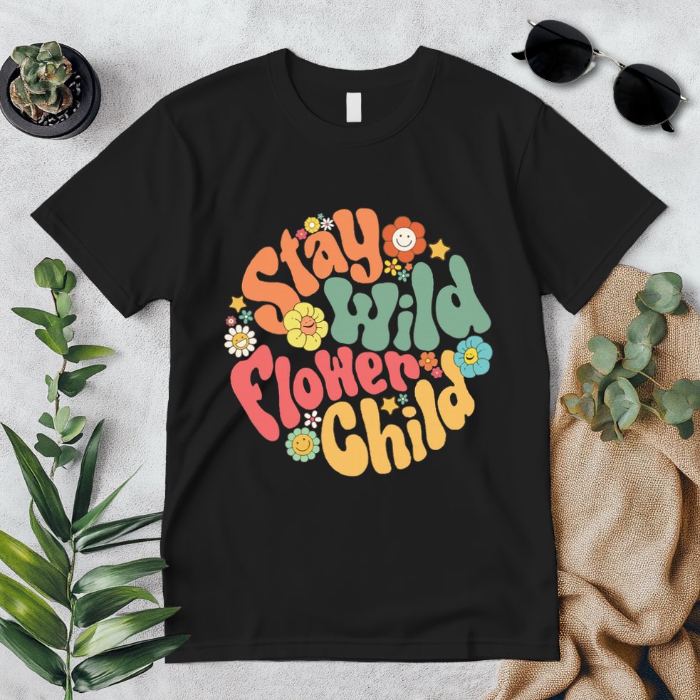 Stay Wild Flower Child Flower Retro Natural Boho Hippie Premium T-Shirt