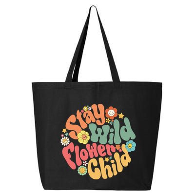 Stay Wild Flower Child Flower Retro Natural Boho Hippie 25L Jumbo Tote