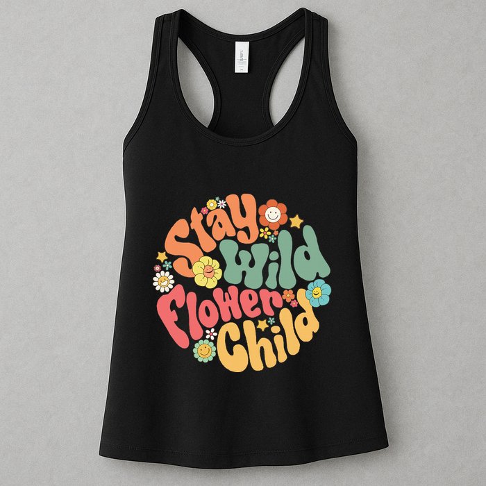 Stay Wild Flower Child Flower Retro Natural Boho Hippie Womens Tank Top