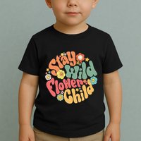 Stay Wild Flower Child Flower Retro Natural Boho Hippie Toddler T-Shirt