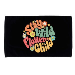 Stay Wild Flower Child Flower Retro Natural Boho Hippie Microfiber Hand Towel