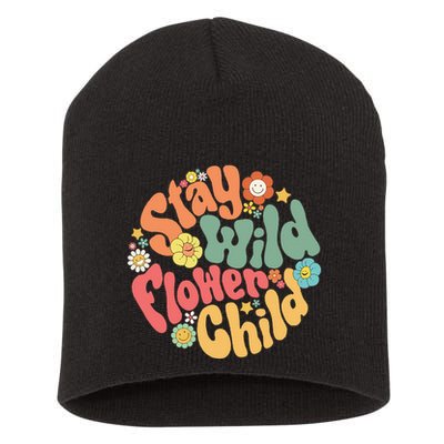 Stay Wild Flower Child Flower Retro Natural Boho Hippie Short Acrylic Beanie