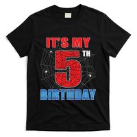 Spider Web Five 5 Years Old Its My 5th Birthday Boy Party T-Shirt