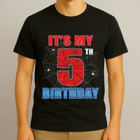Spider Web Five 5 Years Old Its My 5th Birthday Boy Party T-Shirt