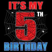 Spider Web Five 5 Years Old Its My 5th Birthday Boy Party T-Shirt