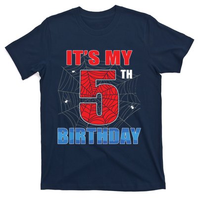 Spider Web Five 5 Years Old Its My 5th Birthday Boy Party T-Shirt