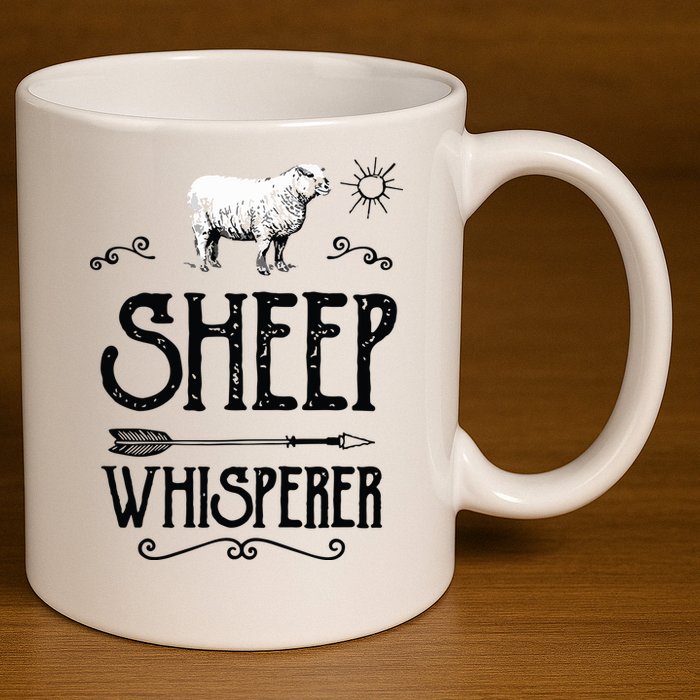 SHEEPP WHISPERER Funny Design Gift For Men Women Boy Girl 11oz C Handle Ceramic Mug