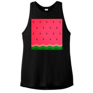 Summer Watermelon Fruit Pattern Ladies PosiCharge Tri-Blend Wicking Tank