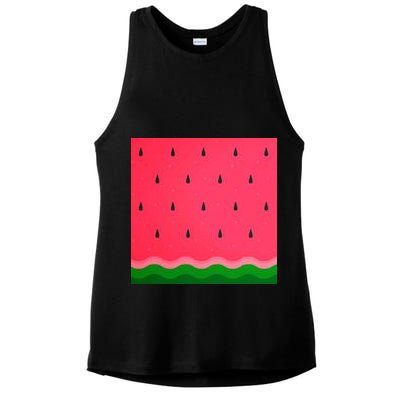 Summer Watermelon Fruit Pattern Ladies PosiCharge Tri-Blend Wicking Tank