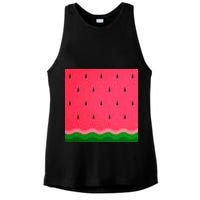 Summer Watermelon Fruit Pattern Ladies PosiCharge Tri-Blend Wicking Tank