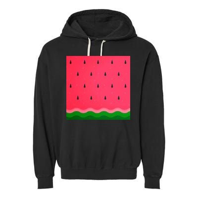 Summer Watermelon Fruit Pattern Garment-Dyed Fleece Hoodie