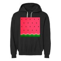 Summer Watermelon Fruit Pattern Garment-Dyed Fleece Hoodie
