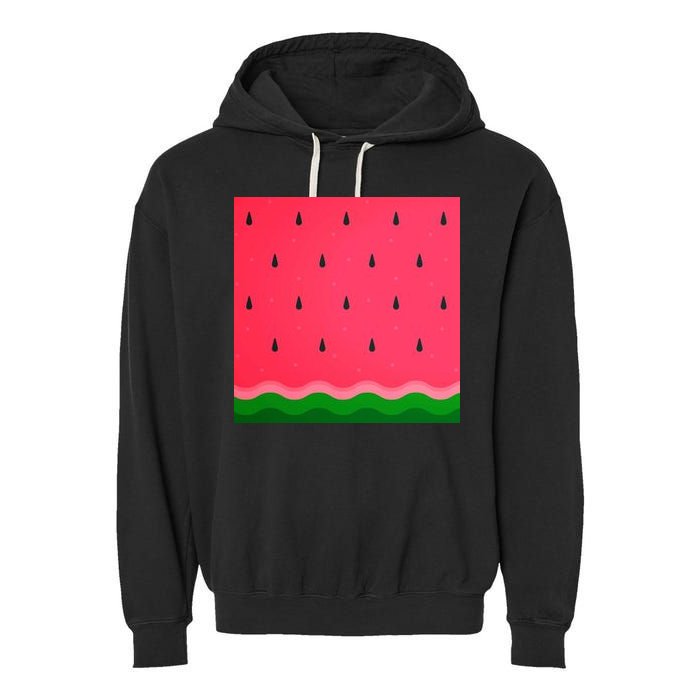 Summer Watermelon Fruit Pattern Garment-Dyed Fleece Hoodie