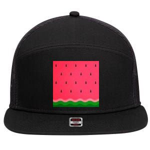 Summer Watermelon Fruit Pattern 7 Panel Mesh Trucker Snapback Hat