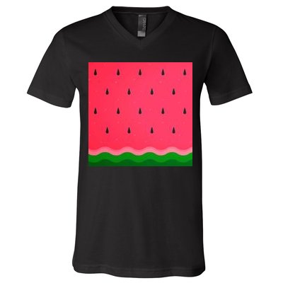Summer Watermelon Fruit Pattern V-Neck T-Shirt