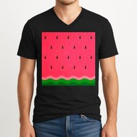 Summer Watermelon Fruit Pattern V-Neck T-Shirt