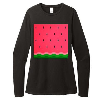 Summer Watermelon Fruit Pattern Womens CVC Long Sleeve Shirt