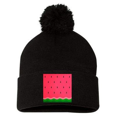 Summer Watermelon Fruit Pattern Pom Pom 12in Knit Beanie