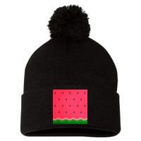 Summer Watermelon Fruit Pattern Pom Pom 12in Knit Beanie