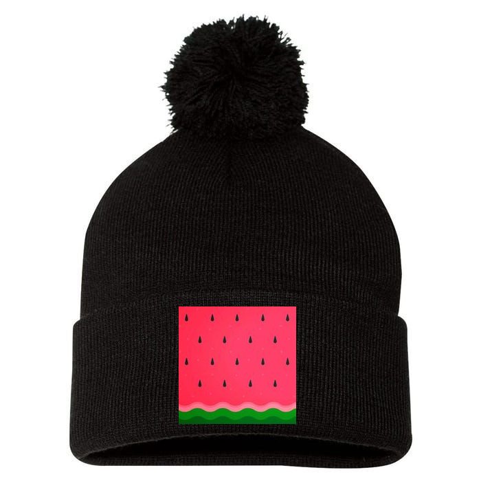 Summer Watermelon Fruit Pattern Pom Pom 12in Knit Beanie