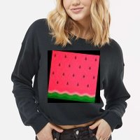 Summer Watermelon Fruit Pattern Cropped Pullover Crew